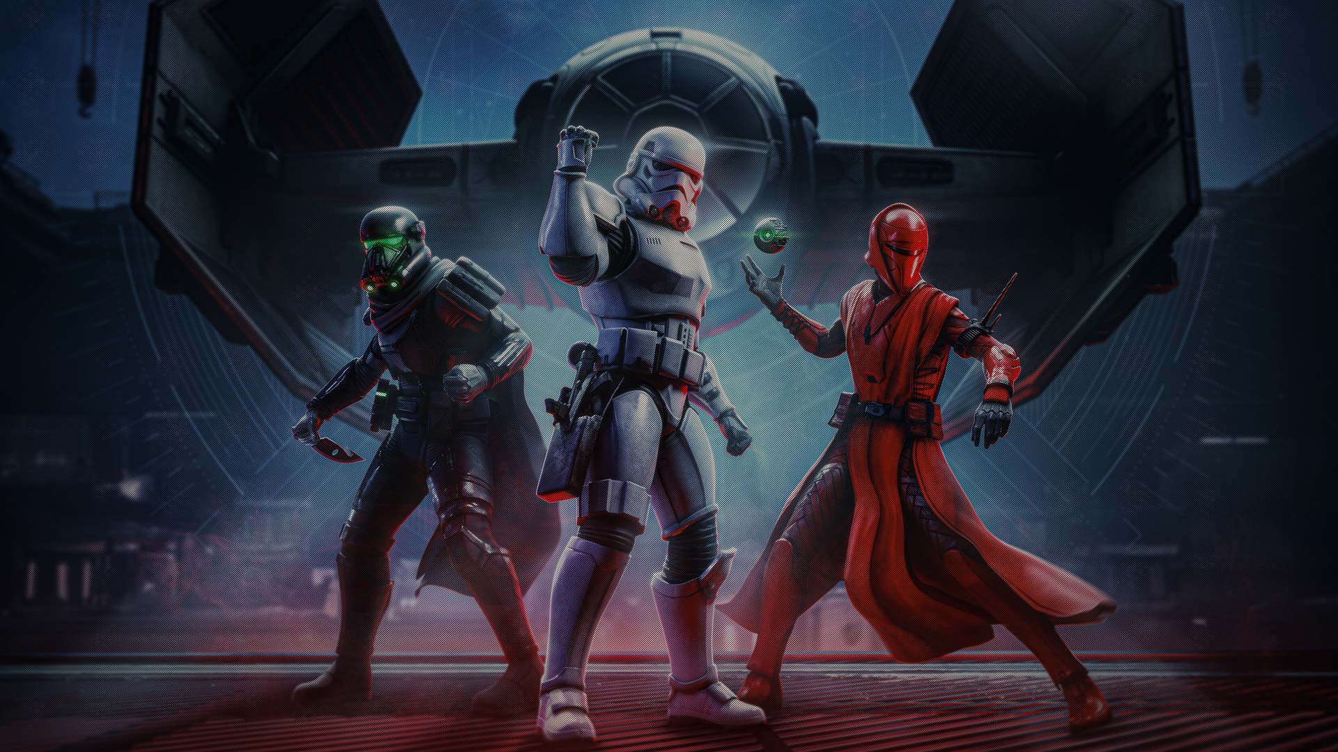 Star Wars warriors in battle stance